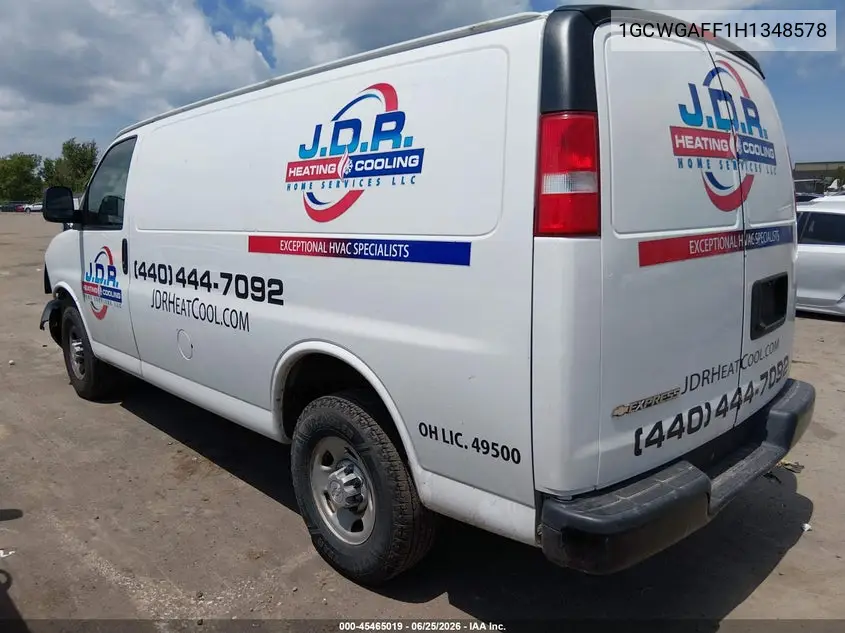 2017 Chevrolet Express 2500 Work Van VIN: 1GCWGAFF1H1348578 Lot: 45465019