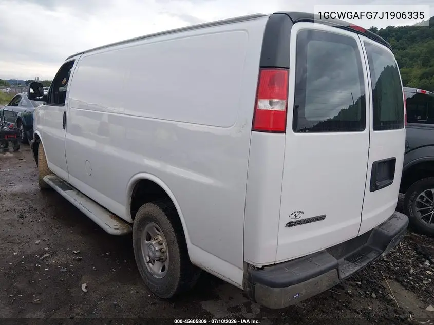 2018 Chevrolet Express 2500 Work Van VIN: 1GCWGAFG7J1906335 Lot: 45605809