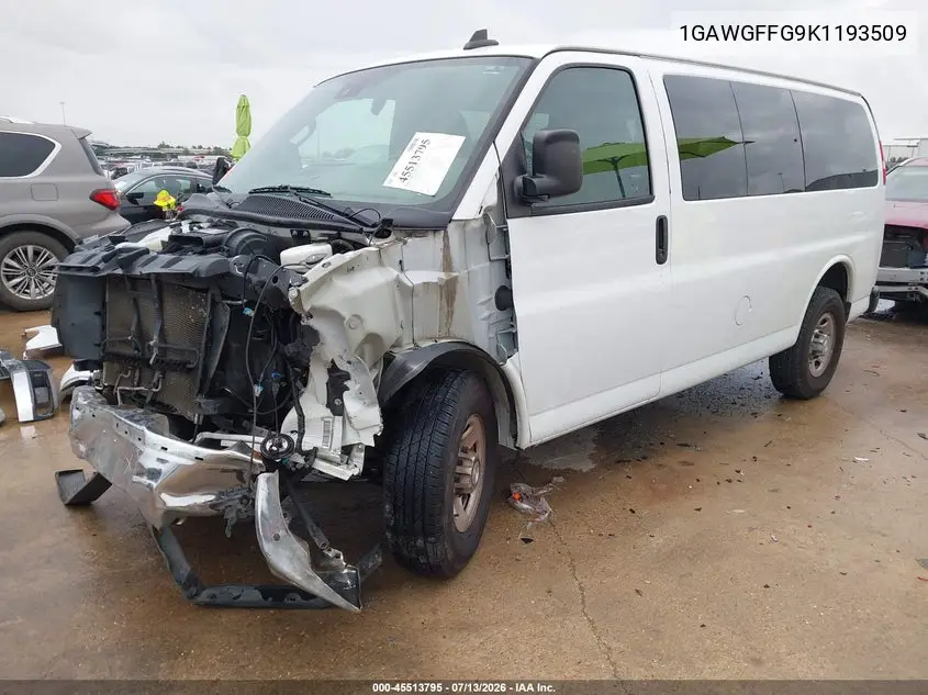 2019 Chevrolet Express 2500 Lt VIN: 1GAWGFFG9K1193509 Lot: 45513795