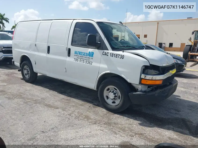 2019 Chevrolet Express 2500 Work Van VIN: 1GCWGAFG7K1146747 Lot: 45597230