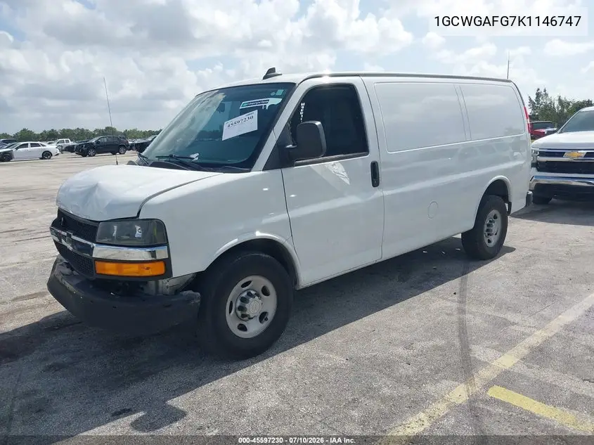 2019 Chevrolet Express 2500 Work Van VIN: 1GCWGAFG7K1146747 Lot: 45597230