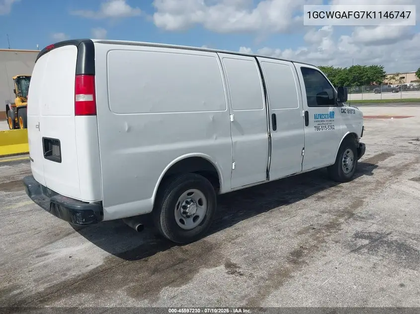 2019 Chevrolet Express 2500 Work Van VIN: 1GCWGAFG7K1146747 Lot: 45597230