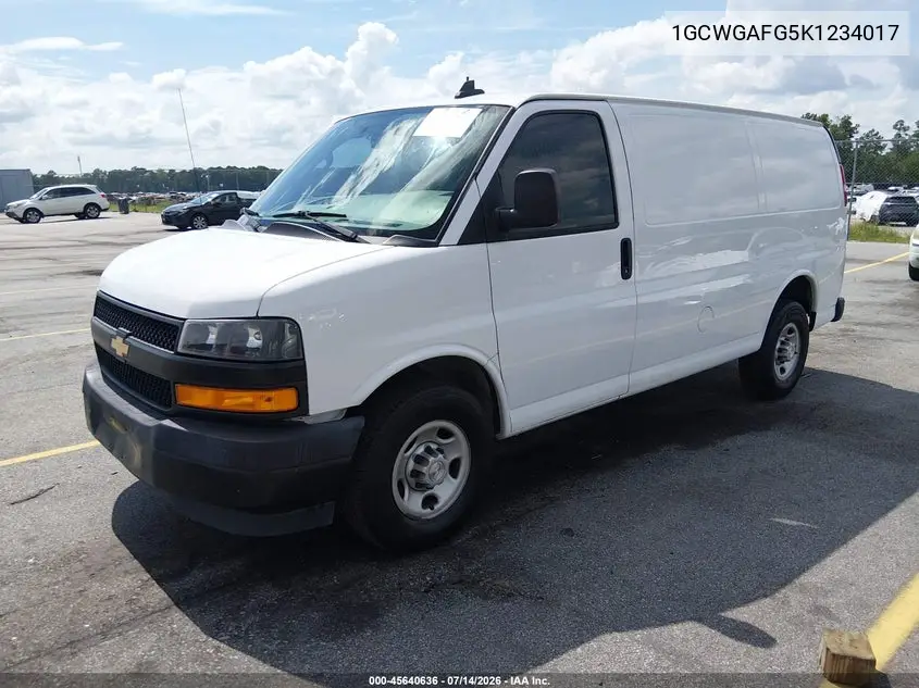 2019 Chevrolet Express 2500 Work Van VIN: 1GCWGAFG5K1234017 Lot: 45640636