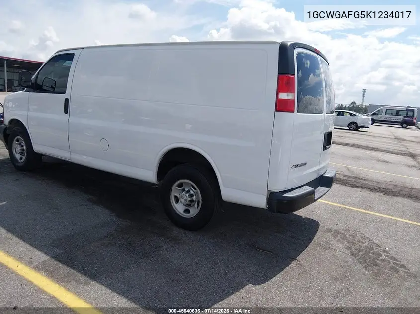 2019 Chevrolet Express 2500 Work Van VIN: 1GCWGAFG5K1234017 Lot: 45640636