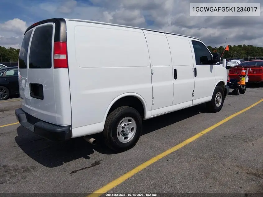 2019 Chevrolet Express 2500 Work Van VIN: 1GCWGAFG5K1234017 Lot: 45640636