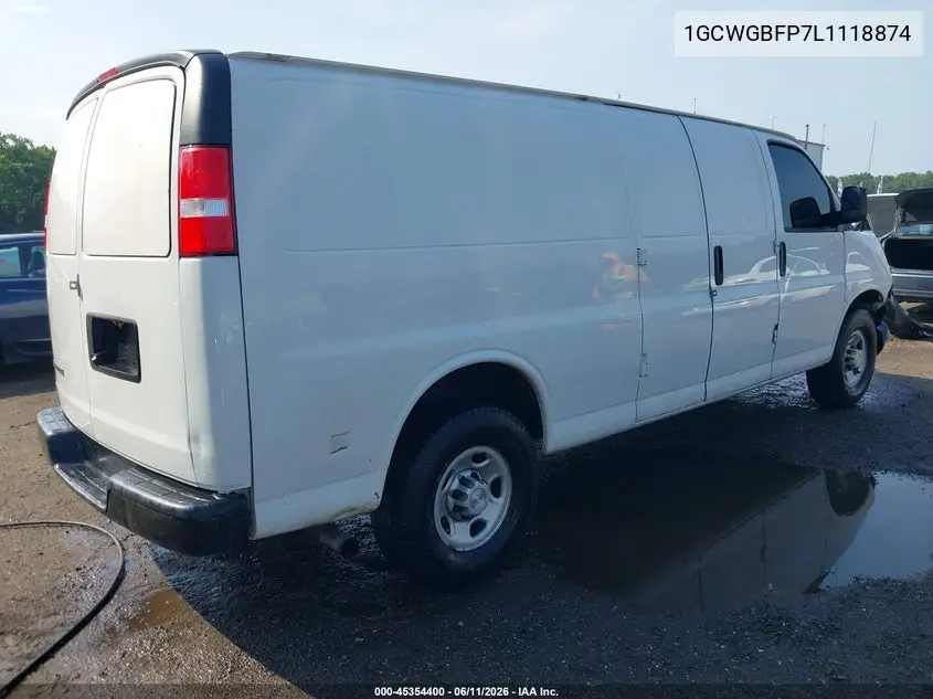 2020 Chevrolet Express Cargo Rwd 2500 Extended Wheelbase Wt VIN: 1GCWGBFP7L1118874 Lot: 45354400