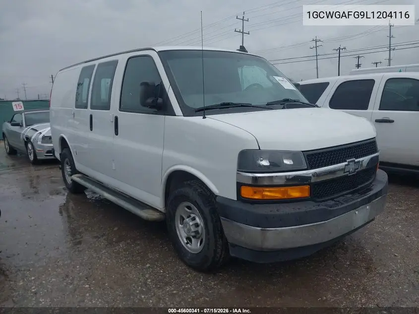 2020 Chevrolet Express Cargo Rwd 2500 Regular Wheelbase Wt VIN: 1GCWGAFG9L1204116 Lot: 45600341