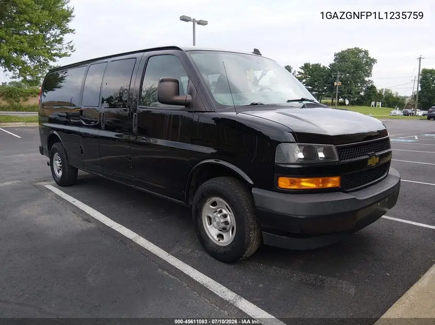 2020 Chevrolet Express Passenger Rwd 3500 Extended Wheelbase Ls VIN: 1GAZGNFP1L1235759 Lot: 45611083