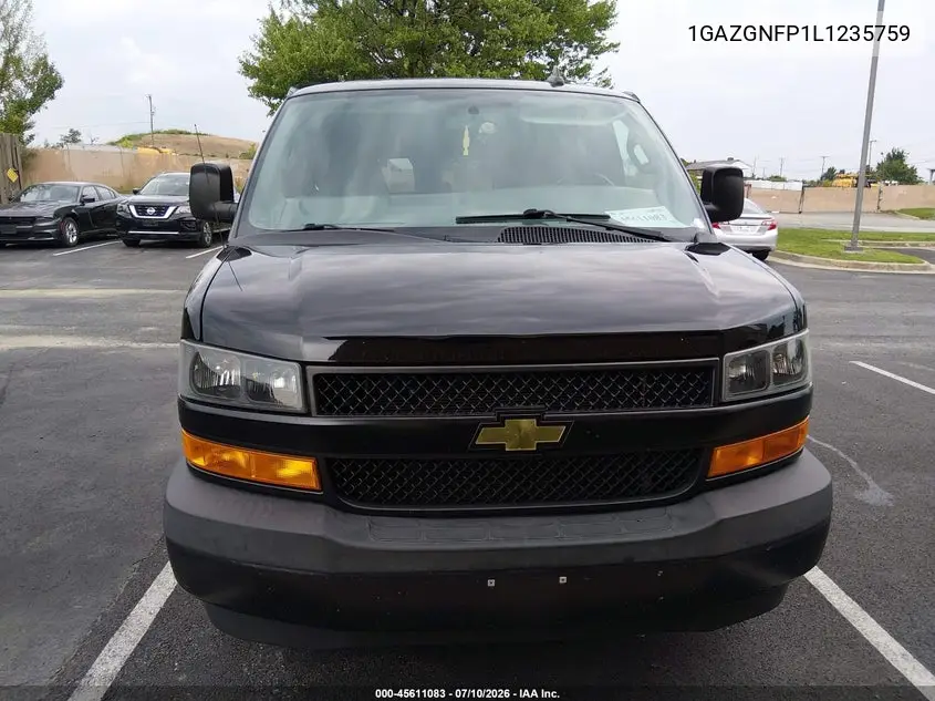 2020 Chevrolet Express Passenger Rwd 3500 Extended Wheelbase Ls VIN: 1GAZGNFP1L1235759 Lot: 45611083