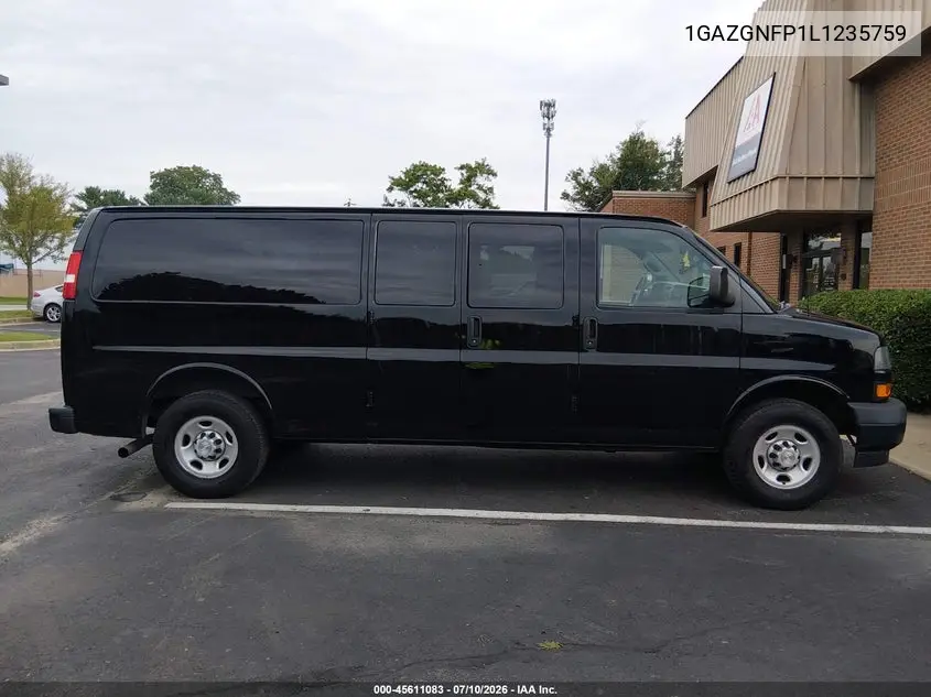 2020 Chevrolet Express Passenger Rwd 3500 Extended Wheelbase Ls VIN: 1GAZGNFP1L1235759 Lot: 45611083