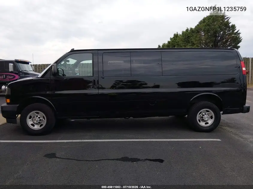 2020 Chevrolet Express Passenger Rwd 3500 Extended Wheelbase Ls VIN: 1GAZGNFP1L1235759 Lot: 45611083