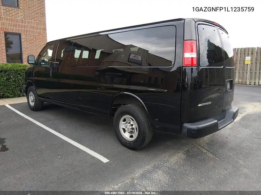 2020 Chevrolet Express Passenger Rwd 3500 Extended Wheelbase Ls VIN: 1GAZGNFP1L1235759 Lot: 45611083