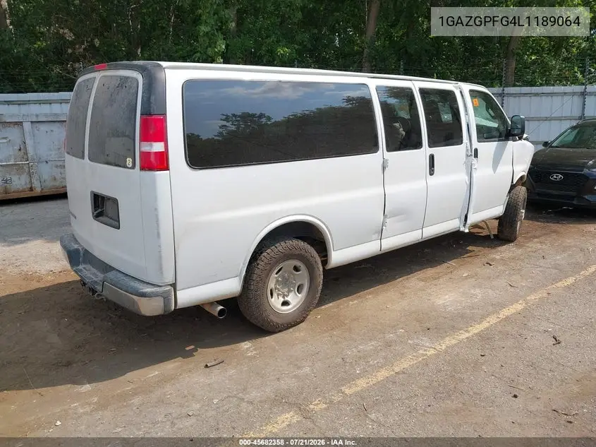 2020 Chevrolet Express Passenger Rwd 3500 Extended Wheelbase Lt VIN: 1GAZGPFG4L1189064 Lot: 45682358