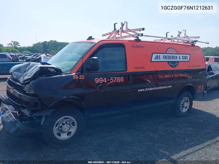 2022 Chevrolet Express Cargo Rwd 3500 Regular Wheelbase Wt VIN: 1GCZGGF76N1212631 Lot: 45335541