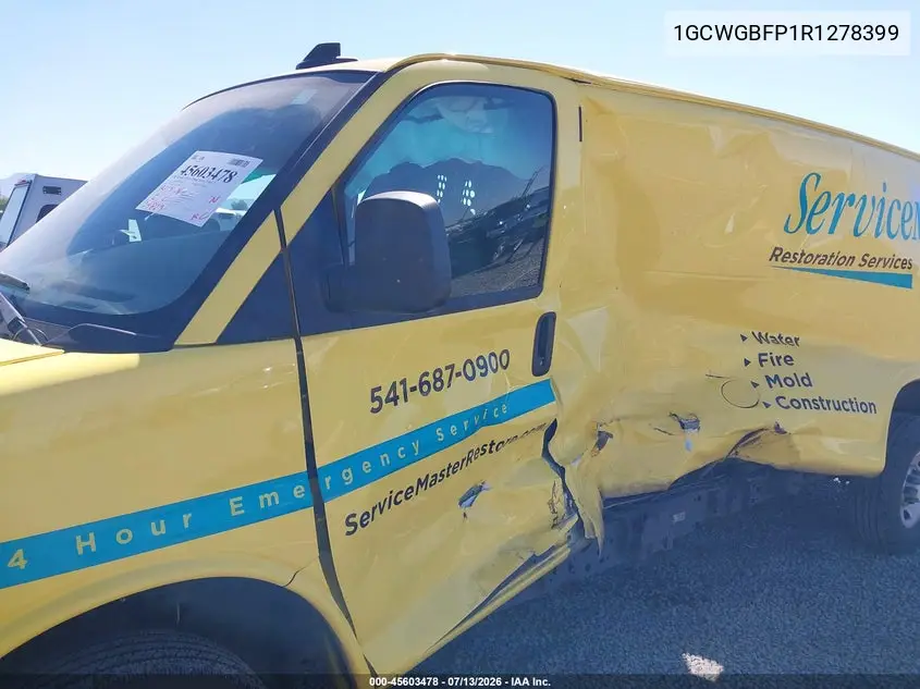 2024 Chevrolet Express Cargo Rwd 2500 Extended Wheelbase Wt VIN: 1GCWGBFP1R1278399 Lot: 45603478