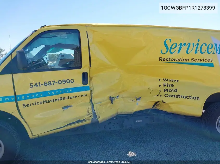 2024 Chevrolet Express Cargo Rwd 2500 Extended Wheelbase Wt VIN: 1GCWGBFP1R1278399 Lot: 45603478