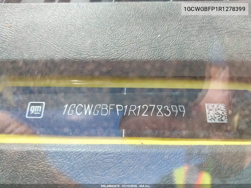 2024 Chevrolet Express Cargo Rwd 2500 Extended Wheelbase Wt VIN: 1GCWGBFP1R1278399 Lot: 45603478
