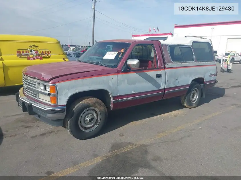 1988 Chevrolet Gmt-400 K1500 VIN: 1GCDK14K8JE129430 Lot: 45291279