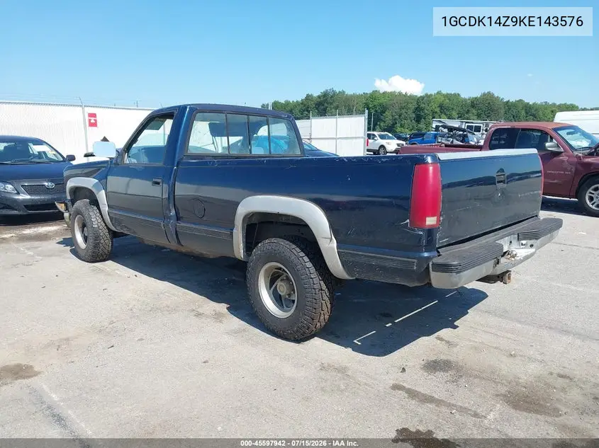 1989 Chevrolet Gmt-400 K1500 VIN: 1GCDK14Z9KE143576 Lot: 45597942