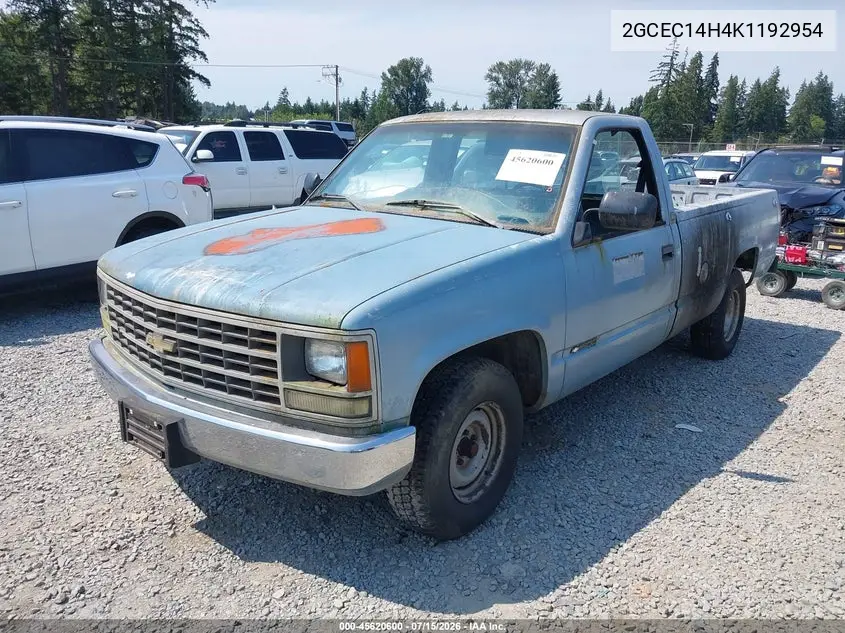 1989 Chevrolet Gmt-400 C1500 VIN: 2GCEC14H4K1192954 Lot: 45620600