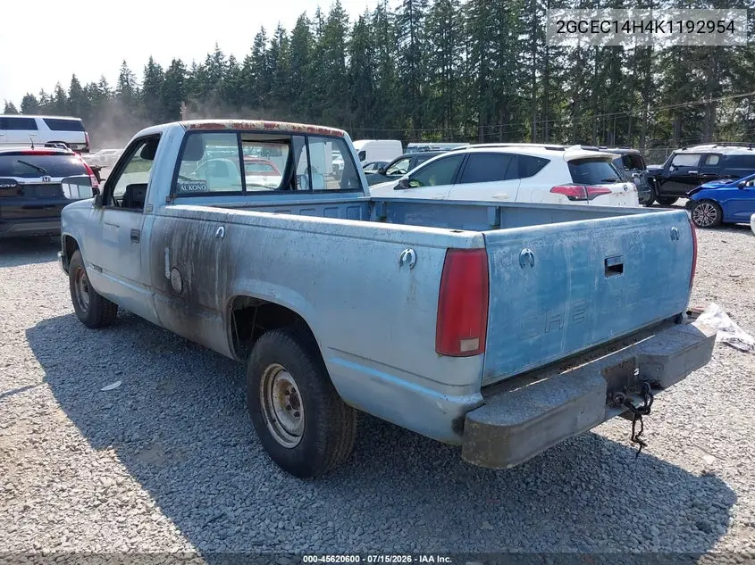 1989 Chevrolet Gmt-400 C1500 VIN: 2GCEC14H4K1192954 Lot: 45620600