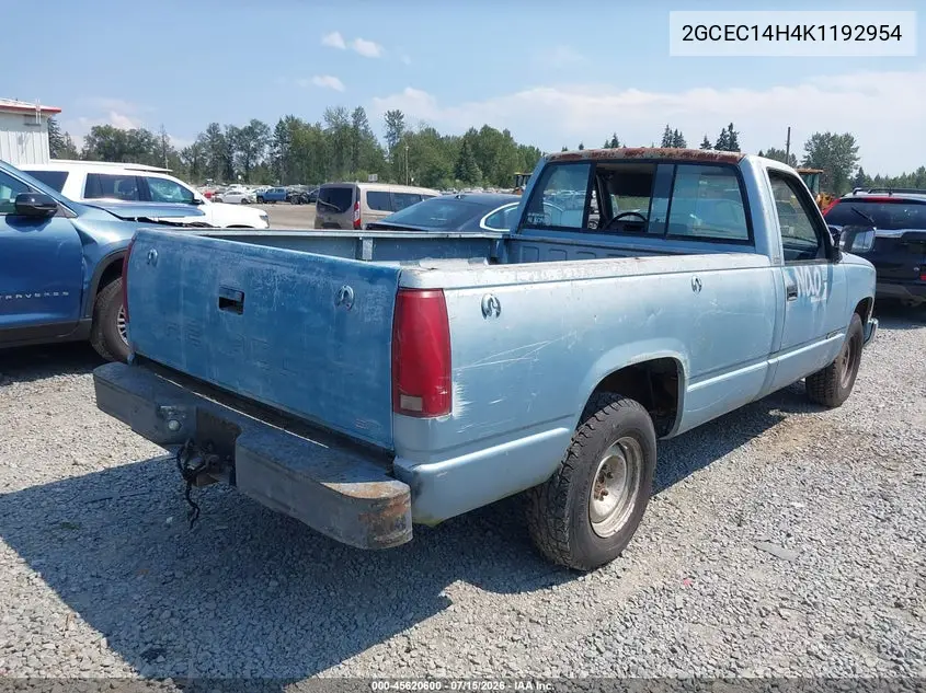 1989 Chevrolet Gmt-400 C1500 VIN: 2GCEC14H4K1192954 Lot: 45620600