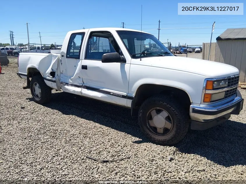 1990 Chevrolet Gmt-400 K2500 VIN: 2GCFK29K3L1227017 Lot: 45371334