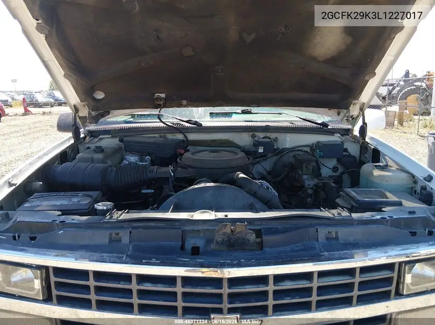 1990 Chevrolet Gmt-400 K2500 VIN: 2GCFK29K3L1227017 Lot: 45371334