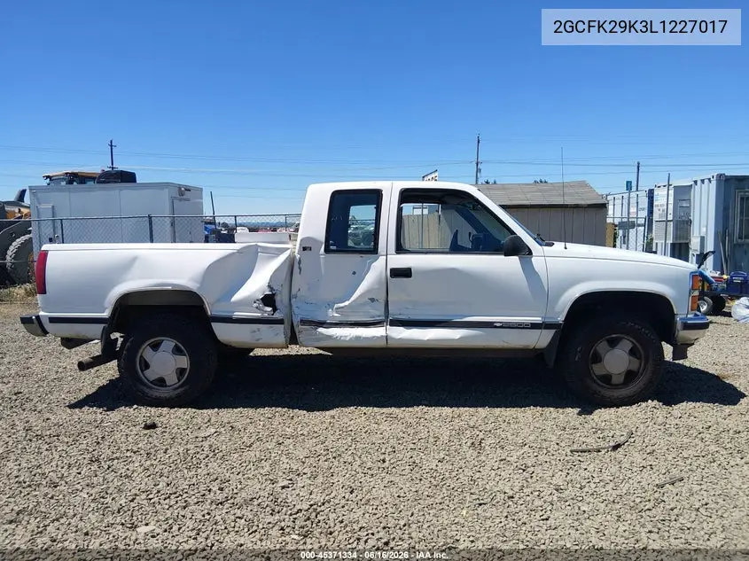 1990 Chevrolet Gmt-400 K2500 VIN: 2GCFK29K3L1227017 Lot: 45371334