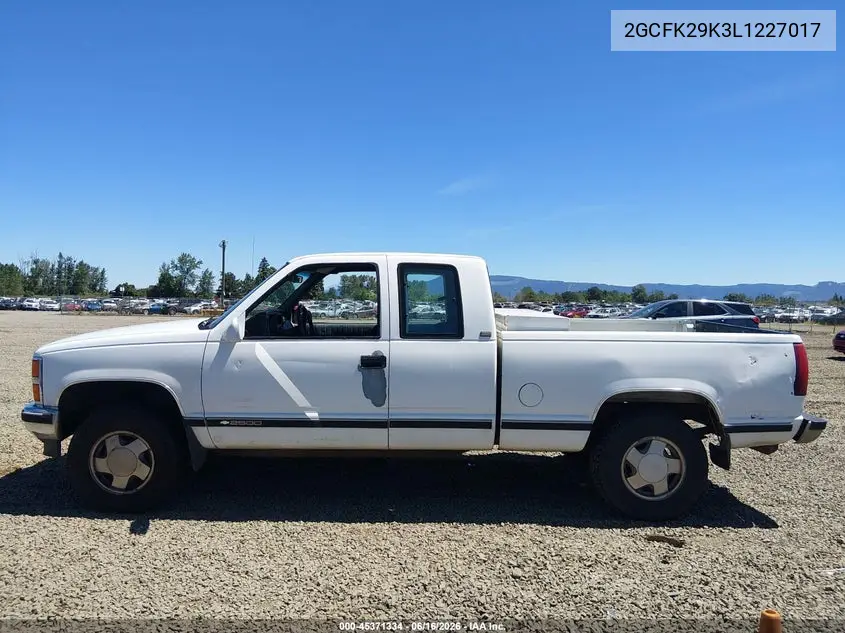 1990 Chevrolet Gmt-400 K2500 VIN: 2GCFK29K3L1227017 Lot: 45371334