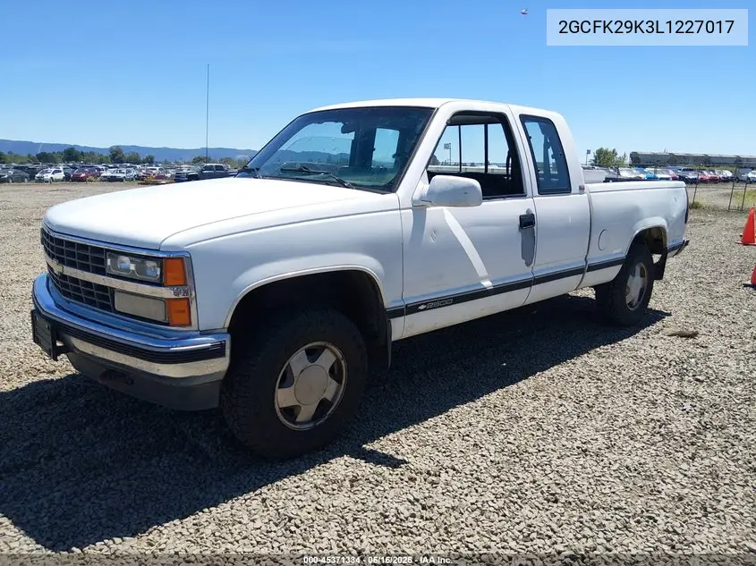 1990 Chevrolet Gmt-400 K2500 VIN: 2GCFK29K3L1227017 Lot: 45371334