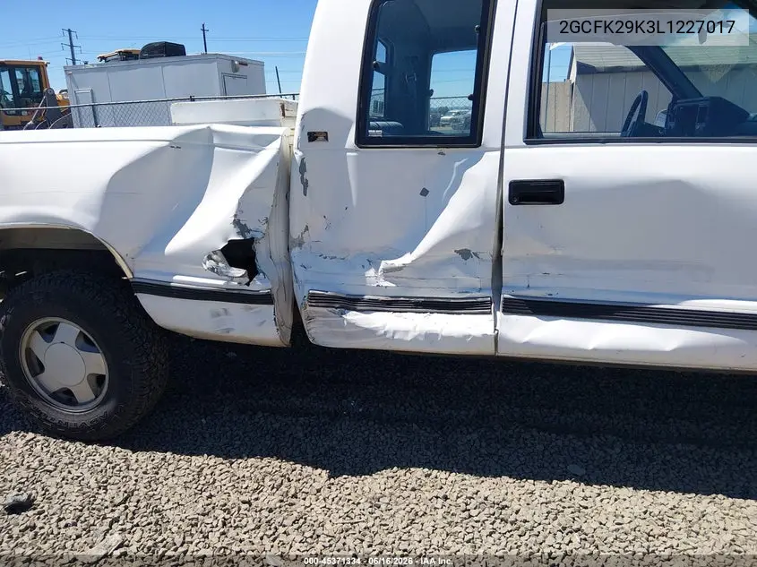 1990 Chevrolet Gmt-400 K2500 VIN: 2GCFK29K3L1227017 Lot: 45371334