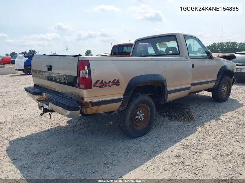 1992 Chevrolet Gmt-400 K2500 VIN: 1GCGK24K4NE154835 Lot: 45599174