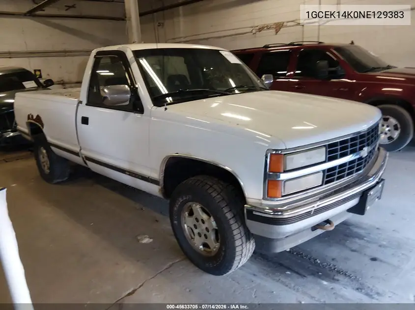 1992 Chevrolet Gmt-400 K1500 VIN: 1GCEK14K0NE129383 Lot: 45633705