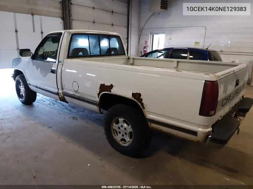 1992 Chevrolet Gmt-400 K1500 VIN: 1GCEK14K0NE129383 Lot: 45633705