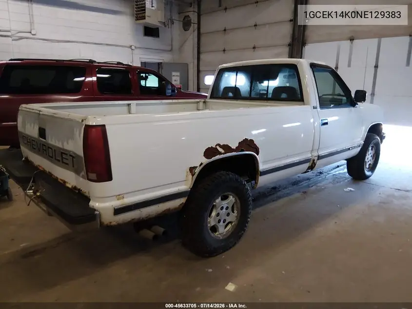 1992 Chevrolet Gmt-400 K1500 VIN: 1GCEK14K0NE129383 Lot: 45633705
