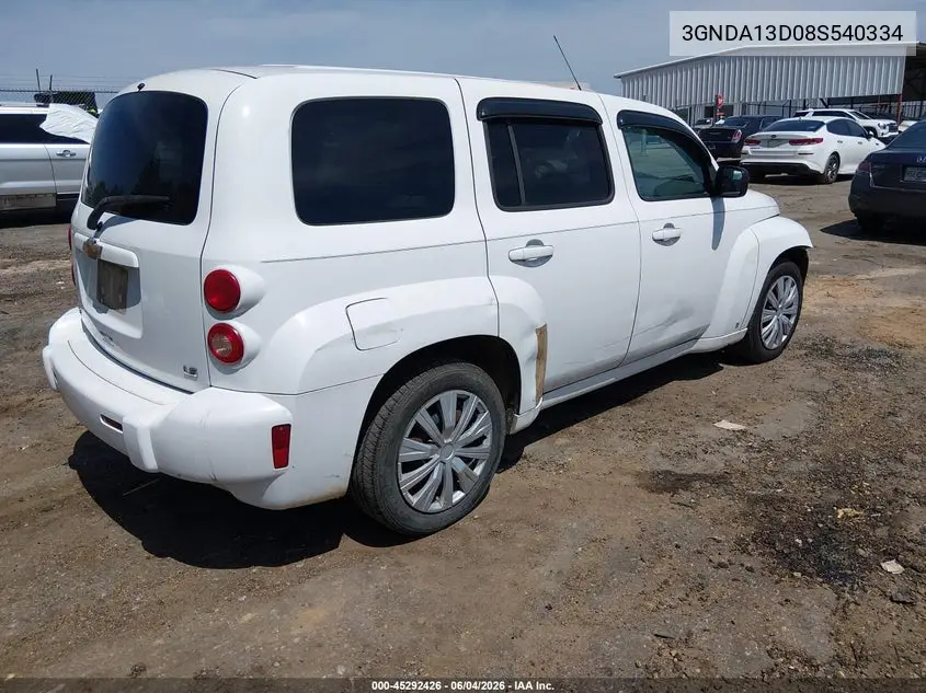 2008 Chevrolet Hhr Ls VIN: 3GNDA13D08S540334 Lot: 45292426
