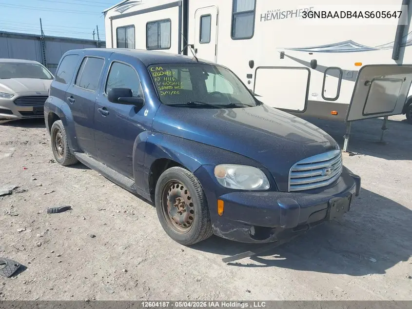 2010 Chevrolet Hhr Ls/Ls Panel VIN: 3GNBAADB4AS605647 Lot: 12604187