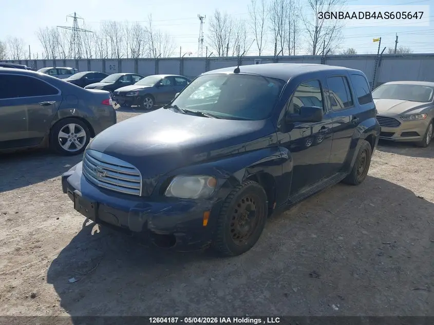 2010 Chevrolet Hhr Ls/Ls Panel VIN: 3GNBAADB4AS605647 Lot: 12604187