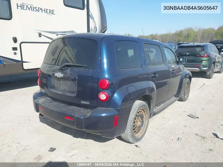 2010 Chevrolet Hhr Ls/Ls Panel VIN: 3GNBAADB4AS605647 Lot: 12604187