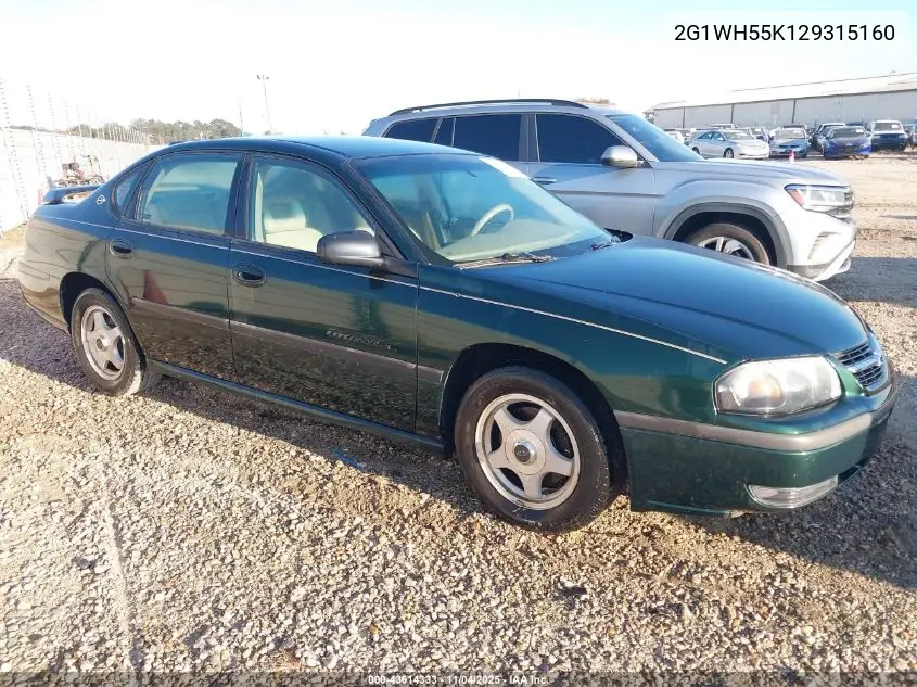2G1WH55K129315160 2002 Chevrolet Impala Ls