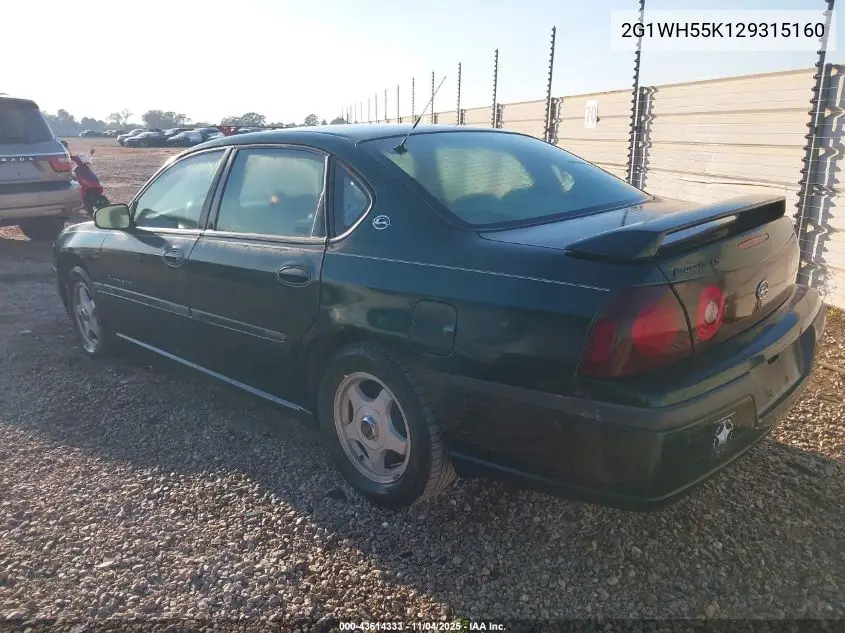 2G1WH55K129315160 2002 Chevrolet Impala Ls