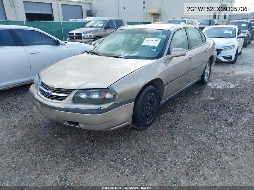2003 Chevrolet Impala VIN: 2G1WF52EX39335736 Lot: 45331703