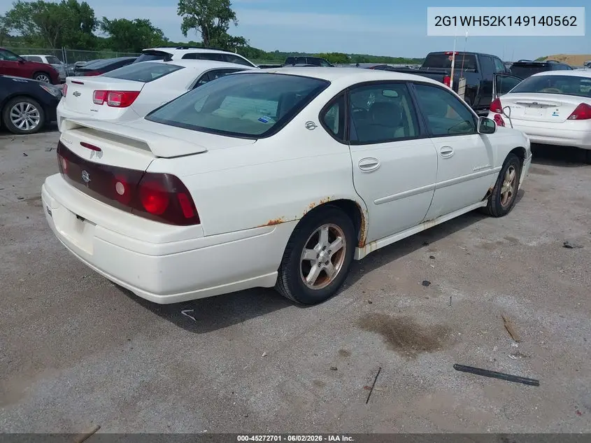 2004 Chevrolet Impala Ls VIN: 2G1WH52K149140562 Lot: 45272701