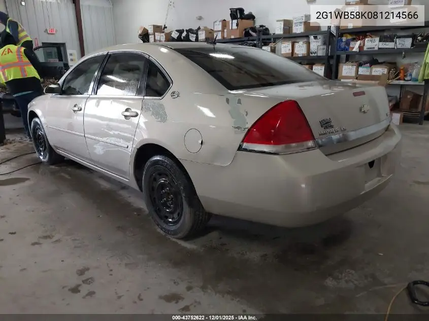 2G1WB58K081214566 2008 Chevrolet Impala Ls