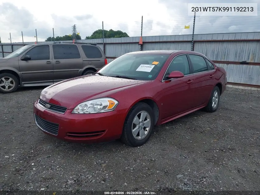 2009 Chevrolet Impala Lt VIN: 2G1WT57K991192213 Lot: 45194806