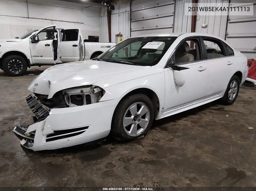 2010 Chevrolet Impala Lt VIN: 2G1WB5EK4A1111113 Lot: 45652108