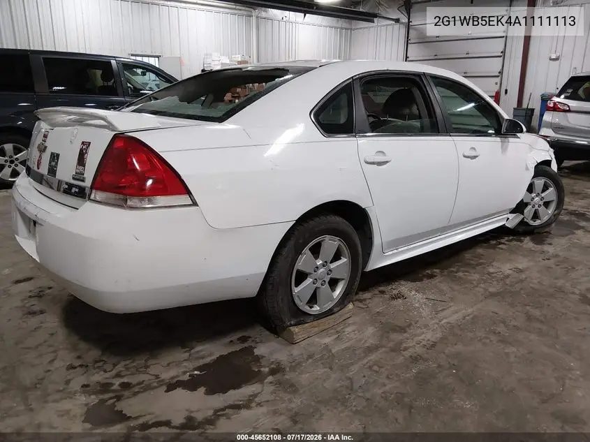 2010 Chevrolet Impala Lt VIN: 2G1WB5EK4A1111113 Lot: 45652108