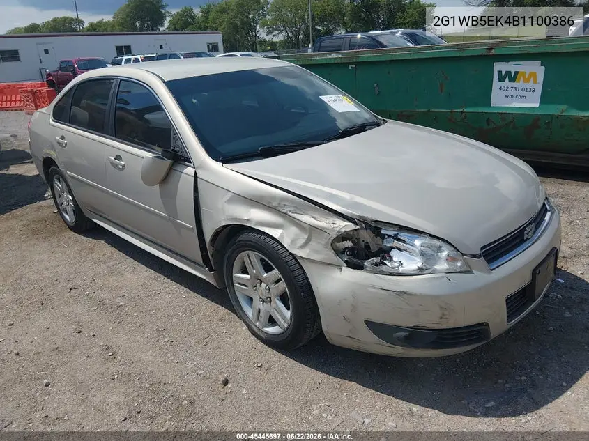 2011 Chevrolet Impala Lt VIN: 2G1WB5EK4B1100386 Lot: 45445697