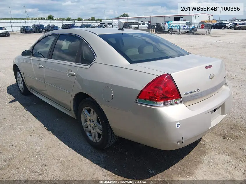 2011 Chevrolet Impala Lt VIN: 2G1WB5EK4B1100386 Lot: 45445697